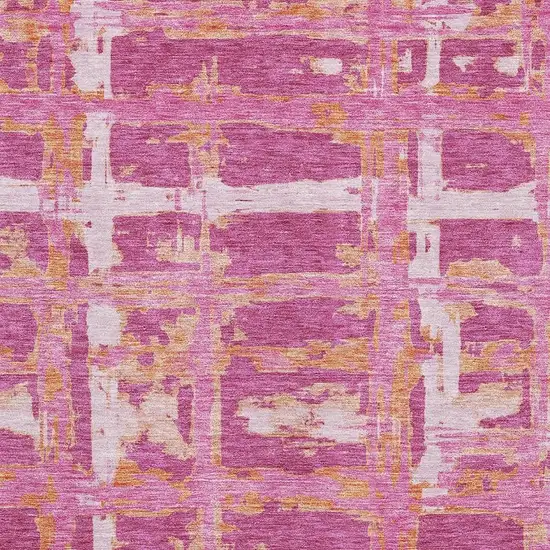 Blush Ivory And Orange Striped Washable Area Rug With UV Protection Photo 3