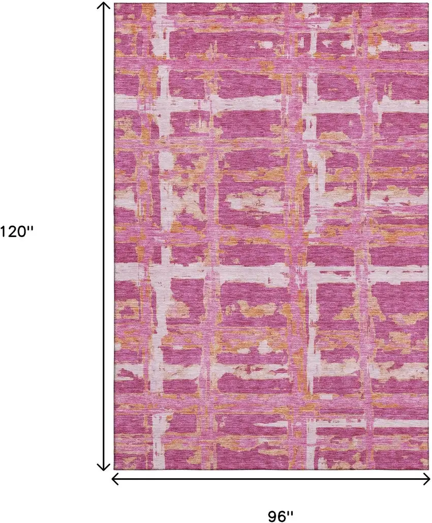 Blush Ivory And Orange Striped Washable Area Rug With UV Protection Photo 3