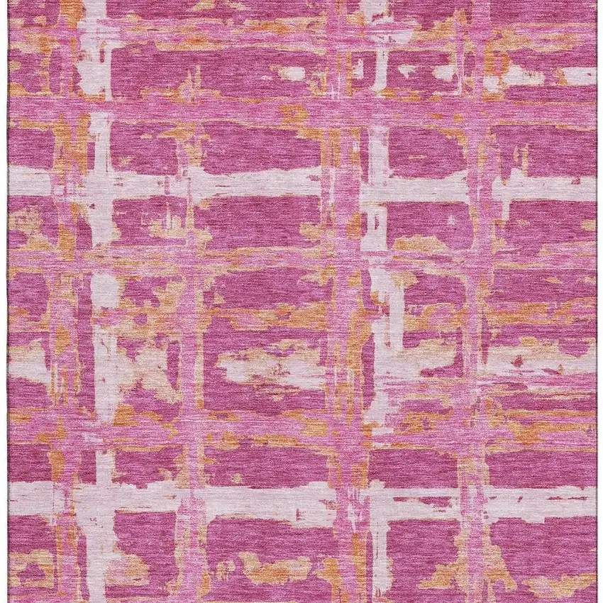 Blush Ivory And Orange Striped Washable Area Rug With UV Protection Photo 3