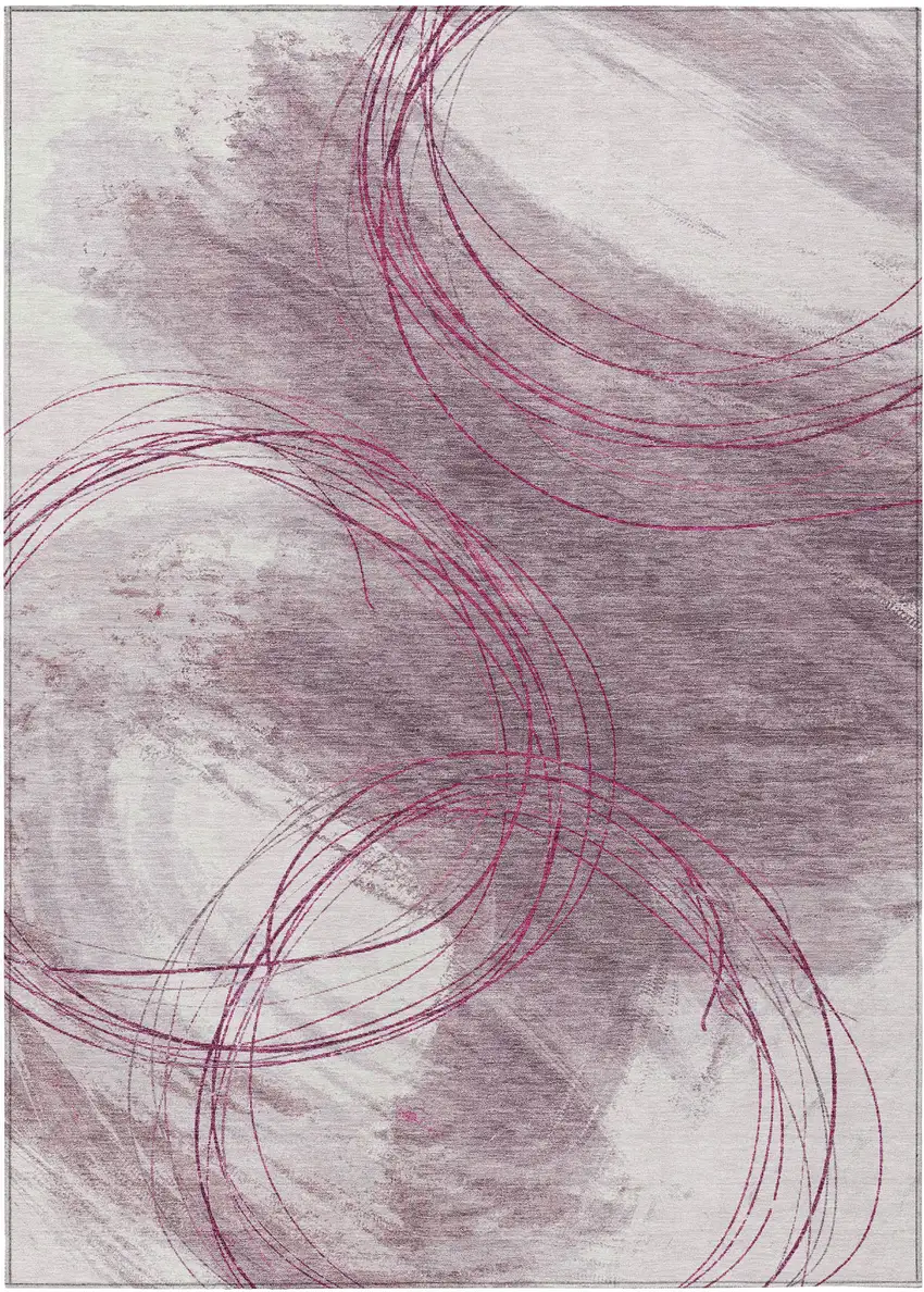 Blush Ivory And Pink Abstract Washable Indoor Outdoor Area Rug Photo 7