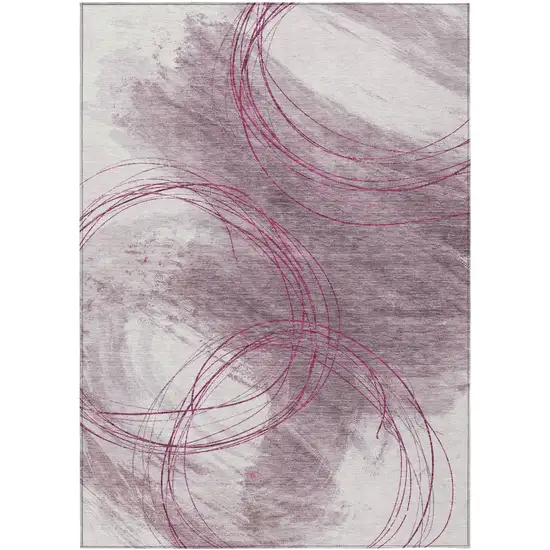 Blush Ivory And Pink Abstract Washable Indoor Outdoor Area Rug Photo 7