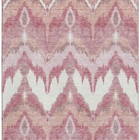 Blush Ivory And Pink Ikat Washable Area Rug With UV Protection Photo 4