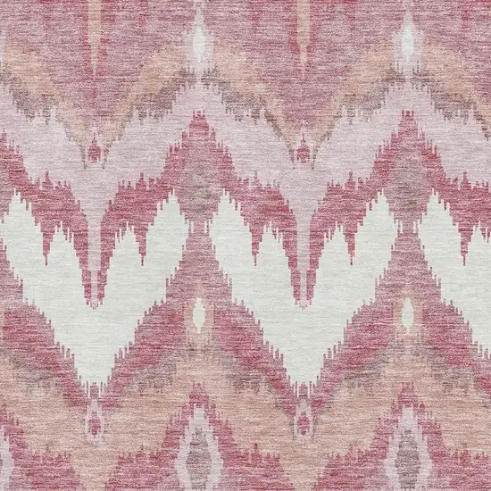 Blush Ivory And Pink Ikat Washable Area Rug With UV Protection Photo 3