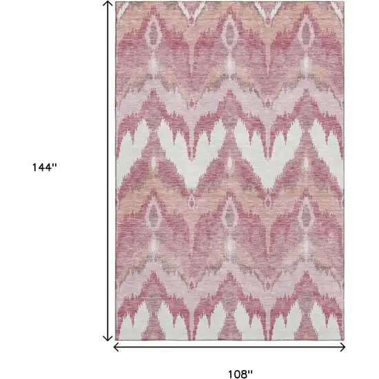 Blush Ivory And Pink Ikat Washable Area Rug With UV Protection Photo 3