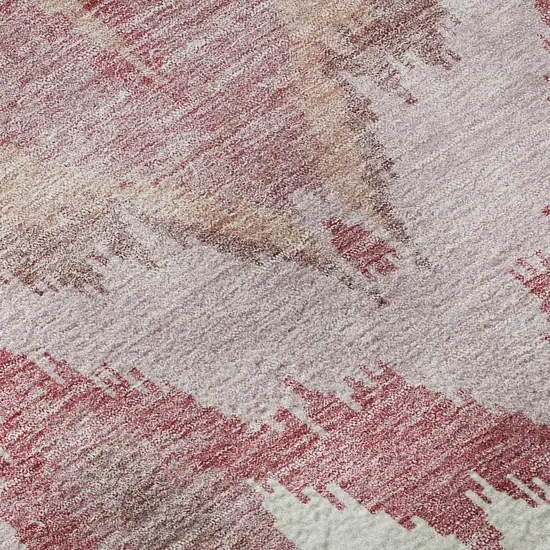 Blush Ivory And Pink Ikat Washable Area Rug With UV Protection Photo 9