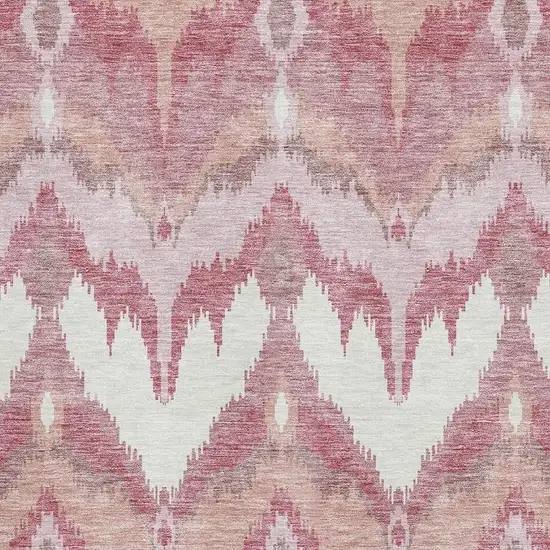 Blush Ivory And Pink Ikat Washable Area Rug With UV Protection Photo 3