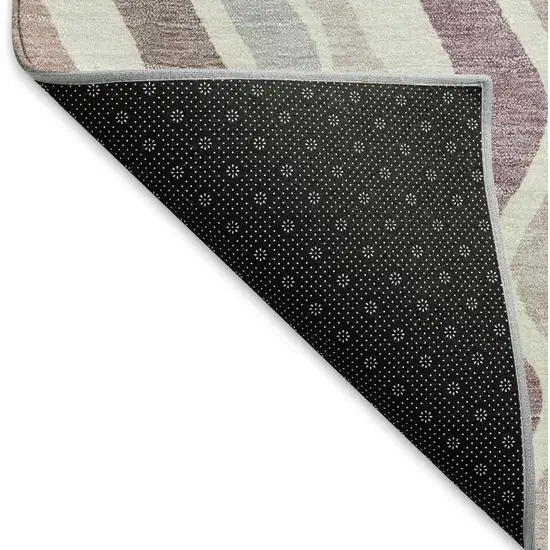 Blush Ivory And Taupe Striped Washable Indoor Outdoor Area Rug Photo 5