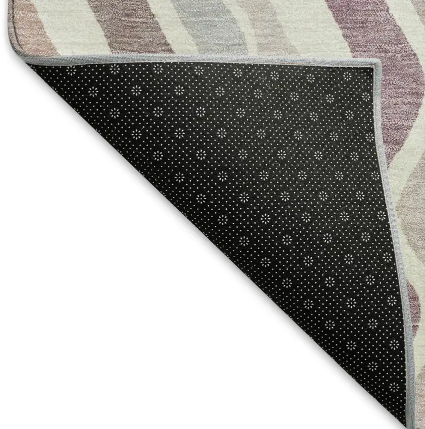 Blush Ivory And Taupe Striped Washable Indoor Outdoor Area Rug Photo 5