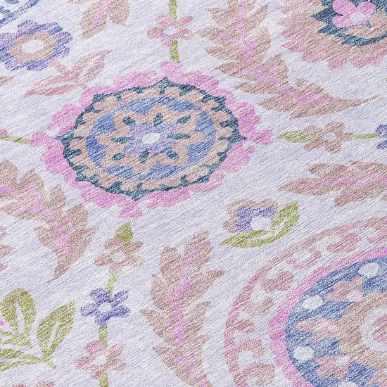 Blush Lavender And Purple Floral Washable Indoor Outdoor Area Rug Photo 4