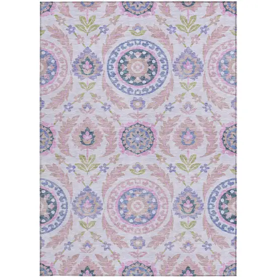 Blush Lavender And Purple Floral Washable Indoor Outdoor Area Rug Photo 5