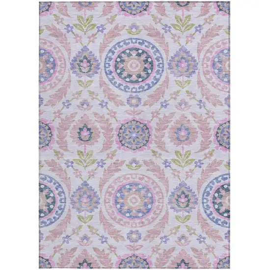 Blush Lavender And Purple Floral Washable Indoor Outdoor Area Rug Photo 5
