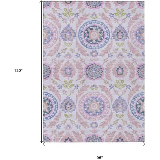 Blush Lavender And Purple Floral Washable Indoor Outdoor Area Rug Photo 7