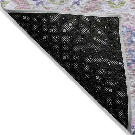 Blush Lavender And Purple Floral Washable Indoor Outdoor Area Rug Photo 2
