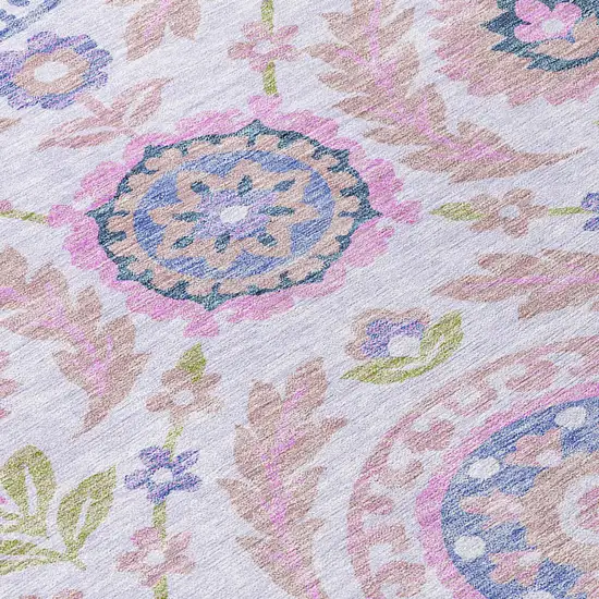 Blush Lavender And Purple Floral Washable Indoor Outdoor Area Rug Photo 4