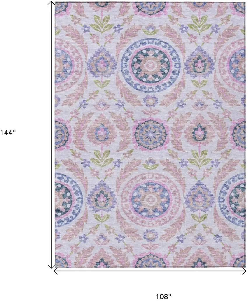Blush Lavender And Purple Floral Washable Indoor Outdoor Area Rug Photo 7
