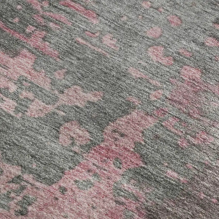 Blush Mauve And Gray Abstract Washable Area Rug With UV Protection Photo 3