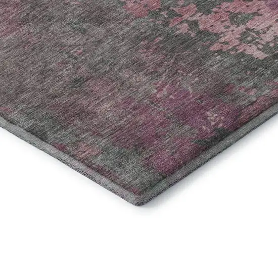 Blush Mauve And Gray Abstract Washable Area Rug With UV Protection Photo 8