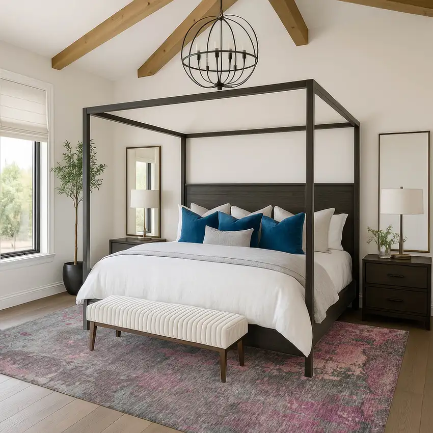 Blush Mauve And Gray Abstract Washable Area Rug With UV Protection Photo 4