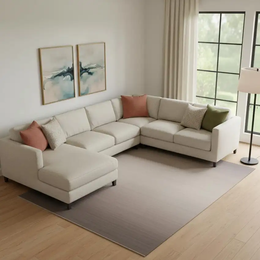 Blush Mauve And Gray Abstract Washable Area Rug With UV Protection Photo 2