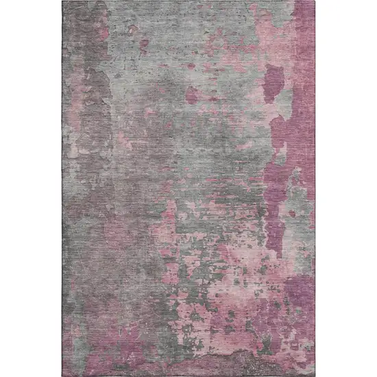 Blush Mauve And Gray Abstract Washable Area Rug With UV Protection Photo 6