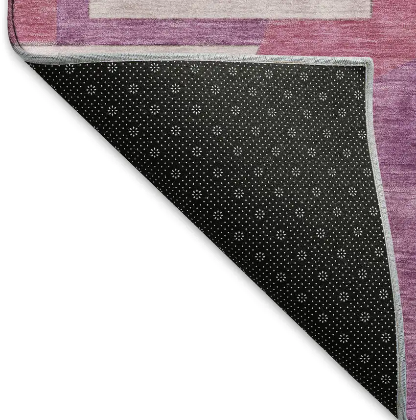 Blush Mauve And Ivory Abstract Geometric Washable Area Rug With UV Protection Photo 6