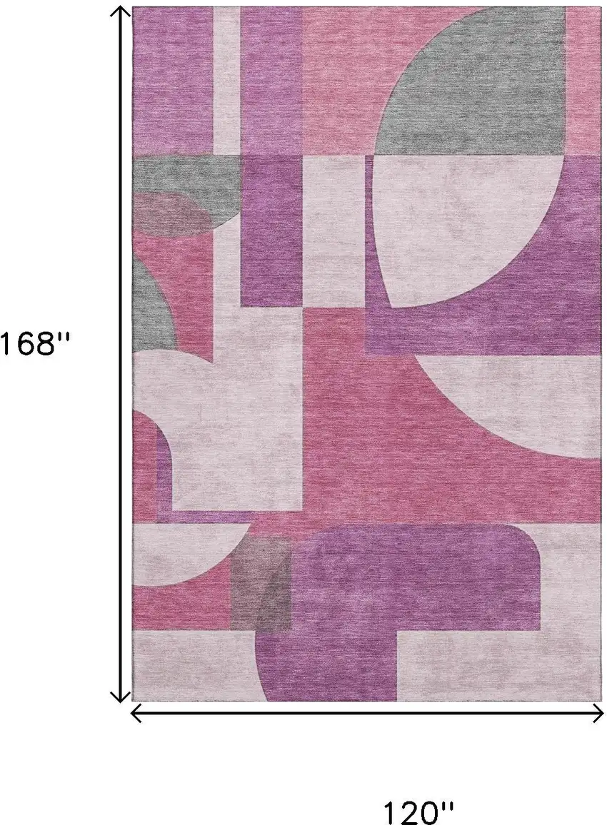 Blush Mauve And Ivory Abstract Geometric Washable Area Rug With UV Protection Photo 9