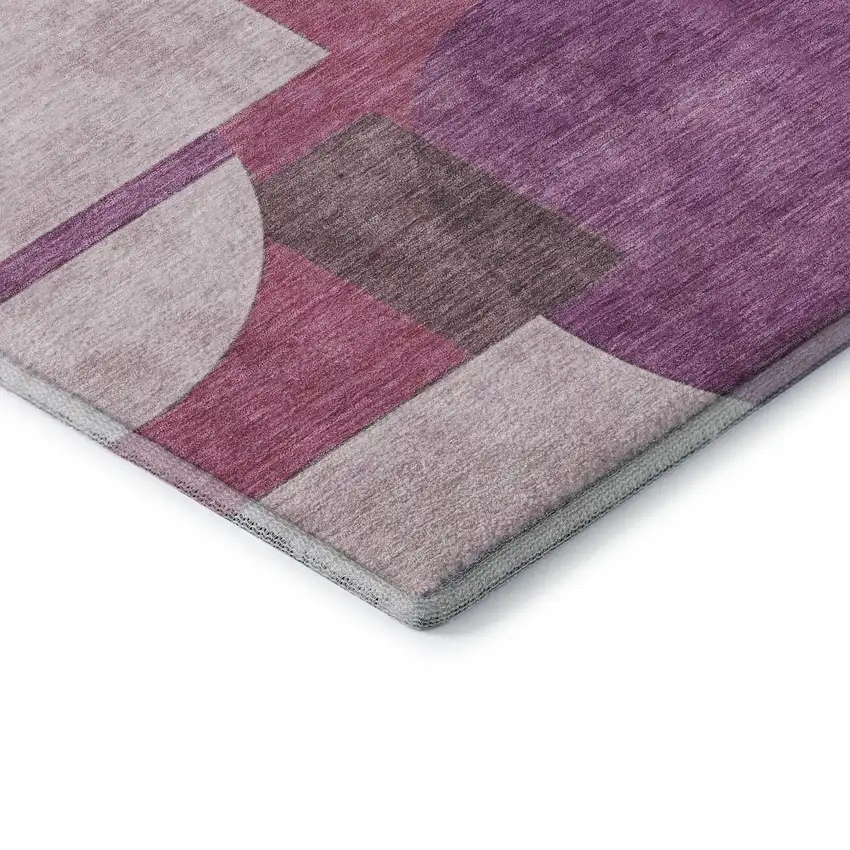 Blush Mauve And Ivory Abstract Geometric Washable Area Rug With UV Protection Photo 6