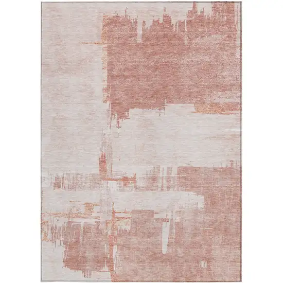 Blush Mauve And Ivory Abstract Washable Indoor Outdoor Area Rug Photo 5