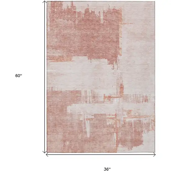 Blush Mauve And Ivory Abstract Washable Indoor Outdoor Area Rug Photo 6