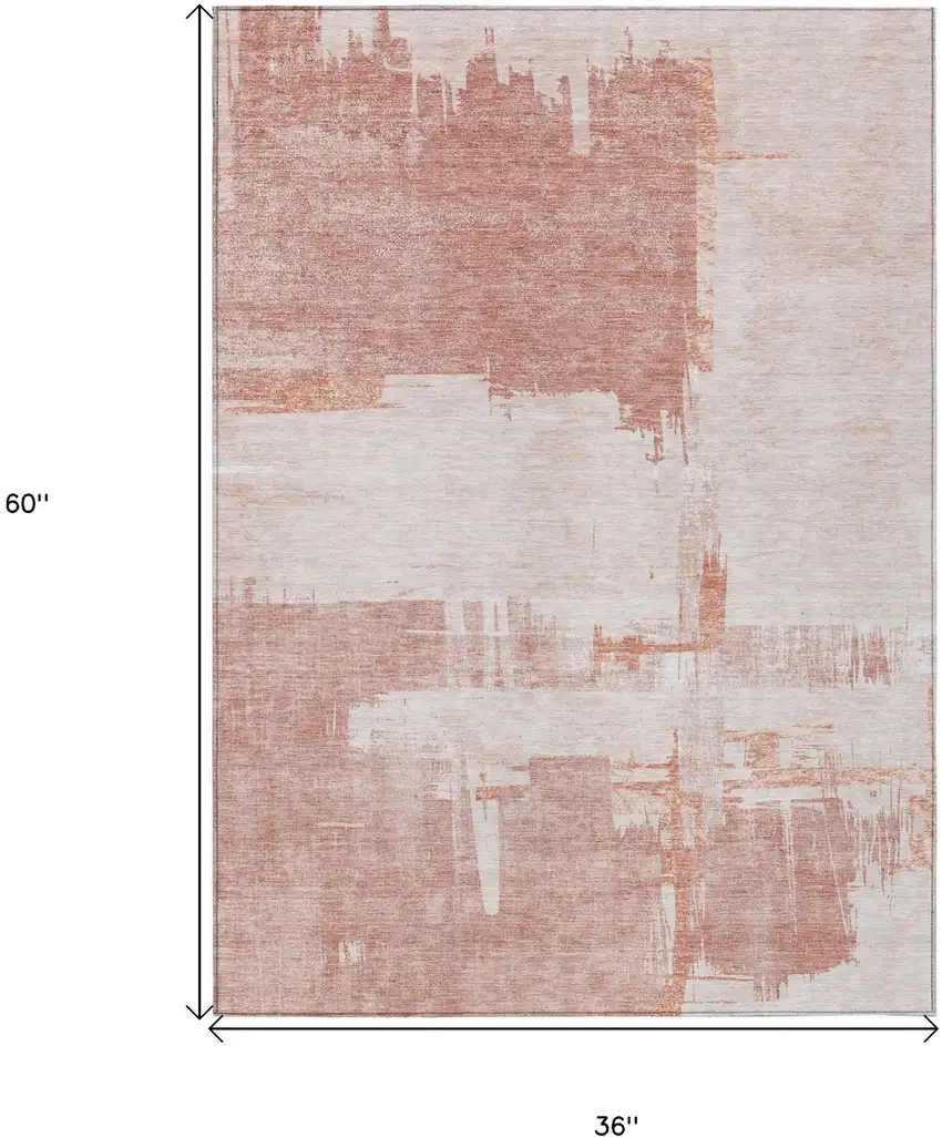 Blush Mauve And Ivory Abstract Washable Indoor Outdoor Area Rug Photo 6