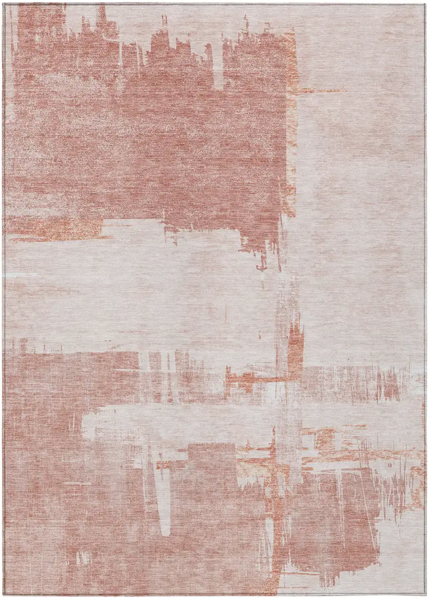 Blush Mauve And Ivory Abstract Washable Indoor Outdoor Area Rug Photo 1