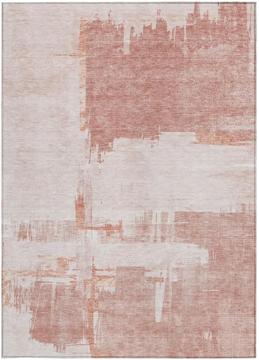 Blush Mauve And Ivory Abstract Washable Indoor Outdoor Area Rug Photo 4