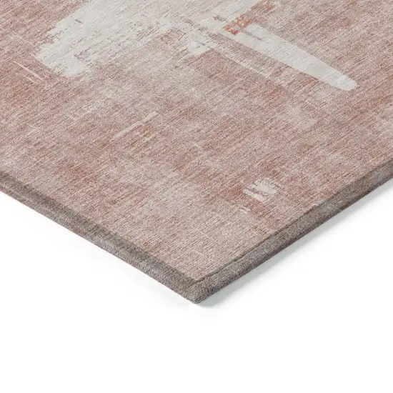 Blush Mauve And Ivory Abstract Washable Indoor Outdoor Area Rug Photo 3