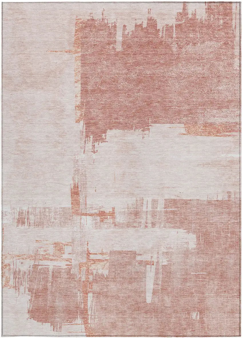 Blush Mauve And Ivory Abstract Washable Indoor Outdoor Area Rug Photo 4