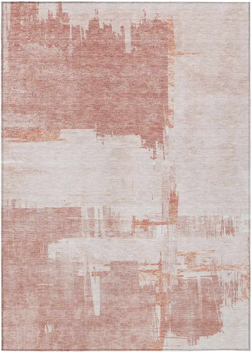 Blush Mauve And Ivory Abstract Washable Indoor Outdoor Area Rug Photo 1