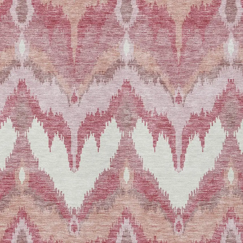 Blush Mauve And Ivory Ikat Washable Indoor Outdoor Area Rug Photo 5