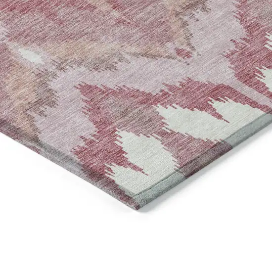 Blush Mauve And Ivory Ikat Washable Indoor Outdoor Area Rug Photo 3