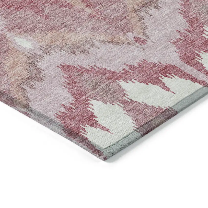 Blush Mauve And Ivory Ikat Washable Indoor Outdoor Area Rug Photo 3