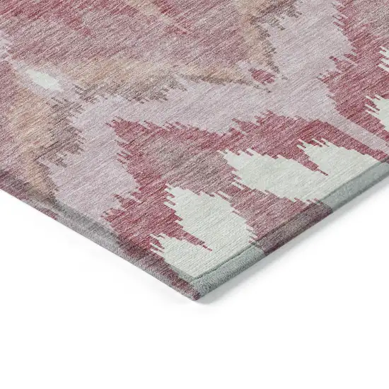 Blush Mauve And Ivory Ikat Washable Indoor Outdoor Area Rug Photo 3