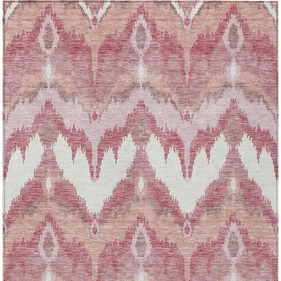Blush Mauve And Ivory Ikat Washable Indoor Outdoor Area Rug Photo 6