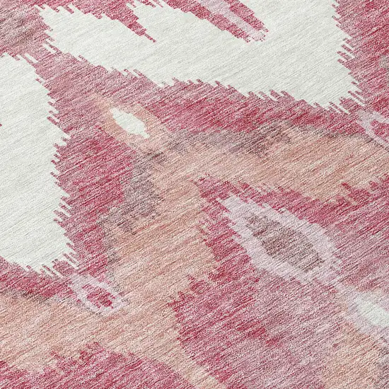 Blush Mauve And Ivory Ikat Washable Indoor Outdoor Area Rug Photo 4