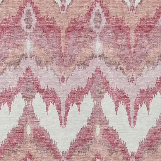 Blush Mauve And Ivory Ikat Washable Indoor Outdoor Area Rug Photo 5