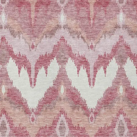 Blush Mauve And Ivory Ikat Washable Indoor Outdoor Area Rug Photo 5