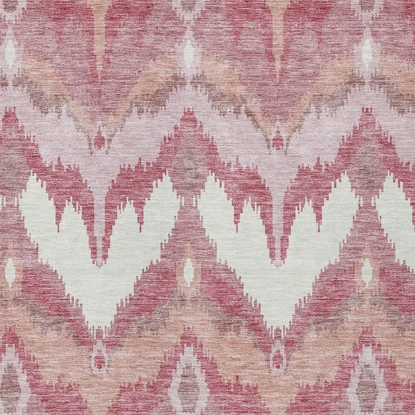 Blush Mauve And Ivory Ikat Washable Indoor Outdoor Area Rug Photo 5