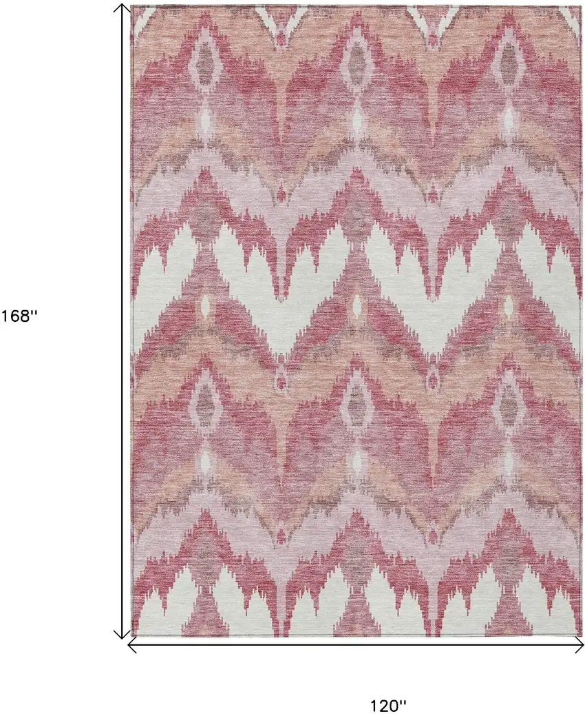 Blush Mauve And Ivory Ikat Washable Indoor Outdoor Area Rug Photo 3