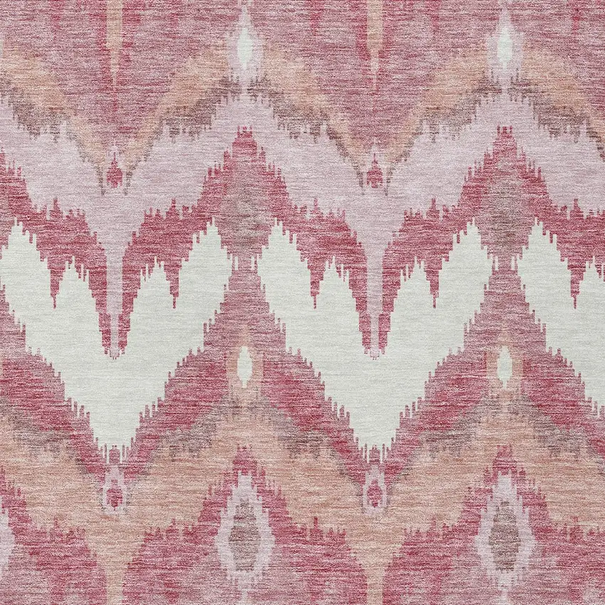 Blush Mauve And Ivory Ikat Washable Indoor Outdoor Area Rug Photo 5