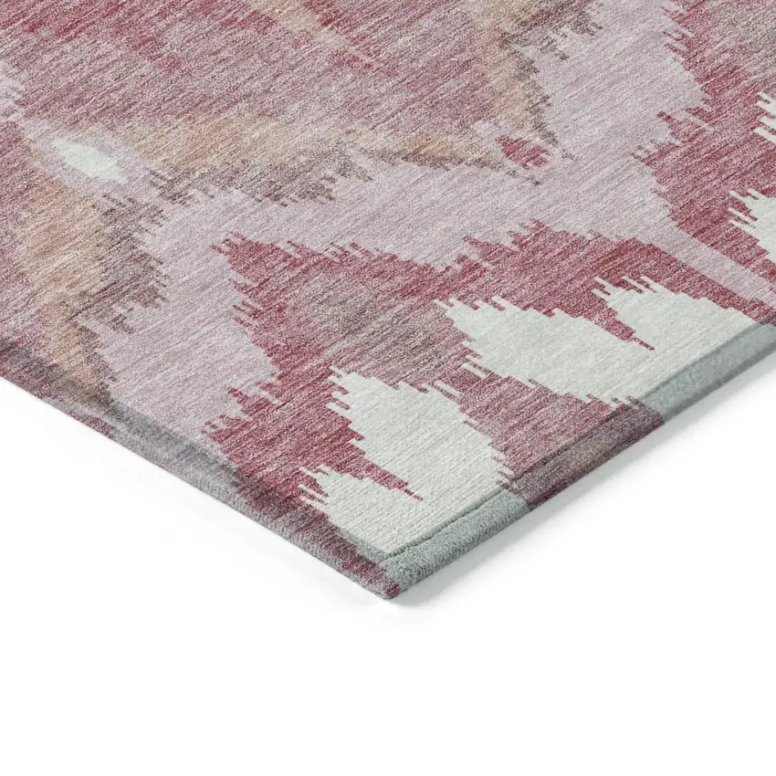 Blush Mauve And Ivory Ikat Washable Indoor Outdoor Area Rug Photo 4