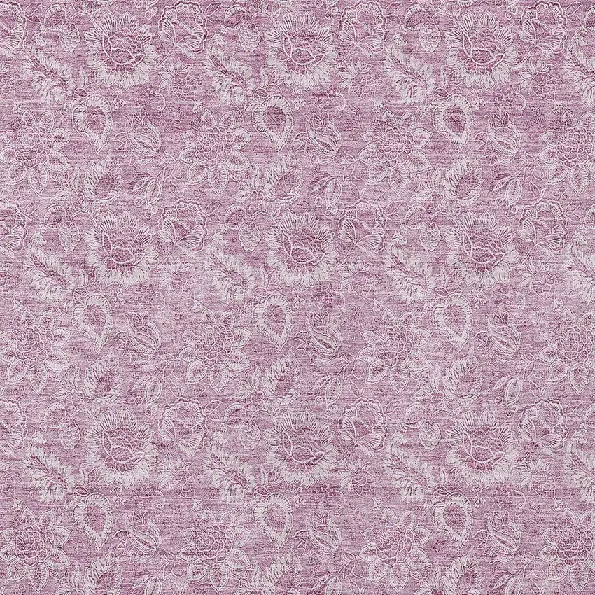 Blush Mauve And Pink Floral Washable Indoor Outdoor Area Rug Photo 5