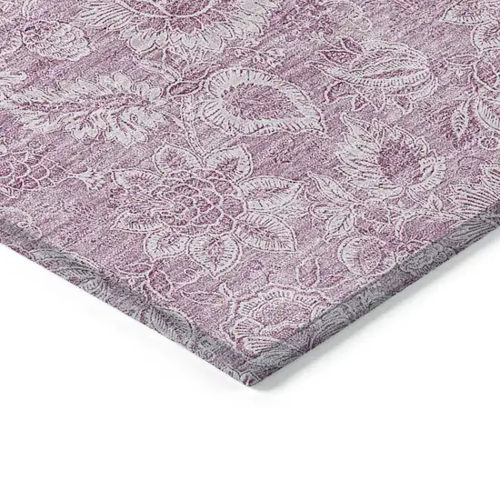 Blush Mauve And Pink Floral Washable Indoor Outdoor Area Rug Photo 4