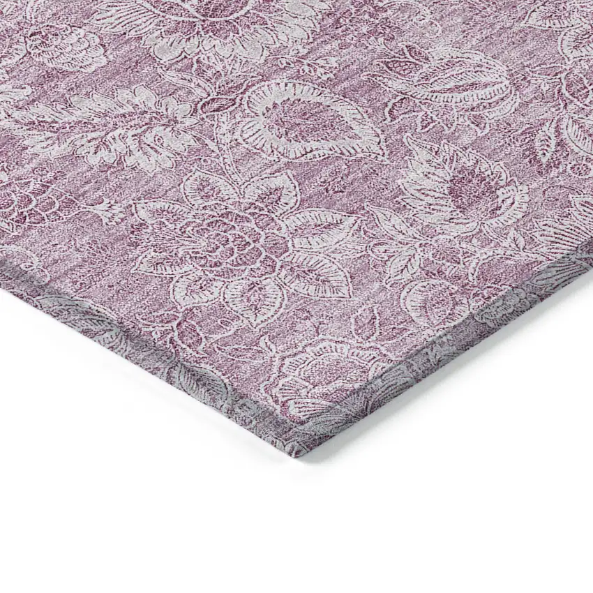 Blush Mauve And Pink Floral Washable Indoor Outdoor Area Rug Photo 4